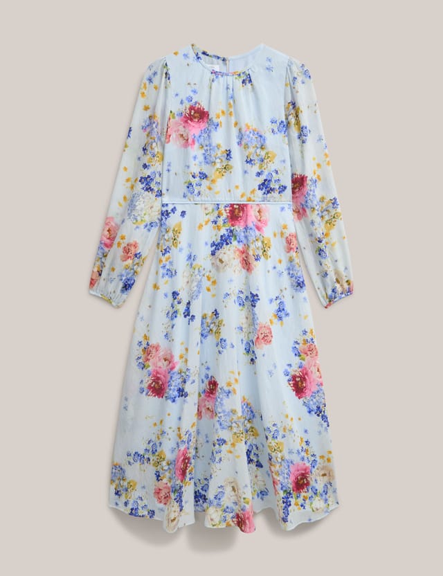 Hobbs London Hobbs London Women's Constance Floral Midi Dress in Pale Blue - 2