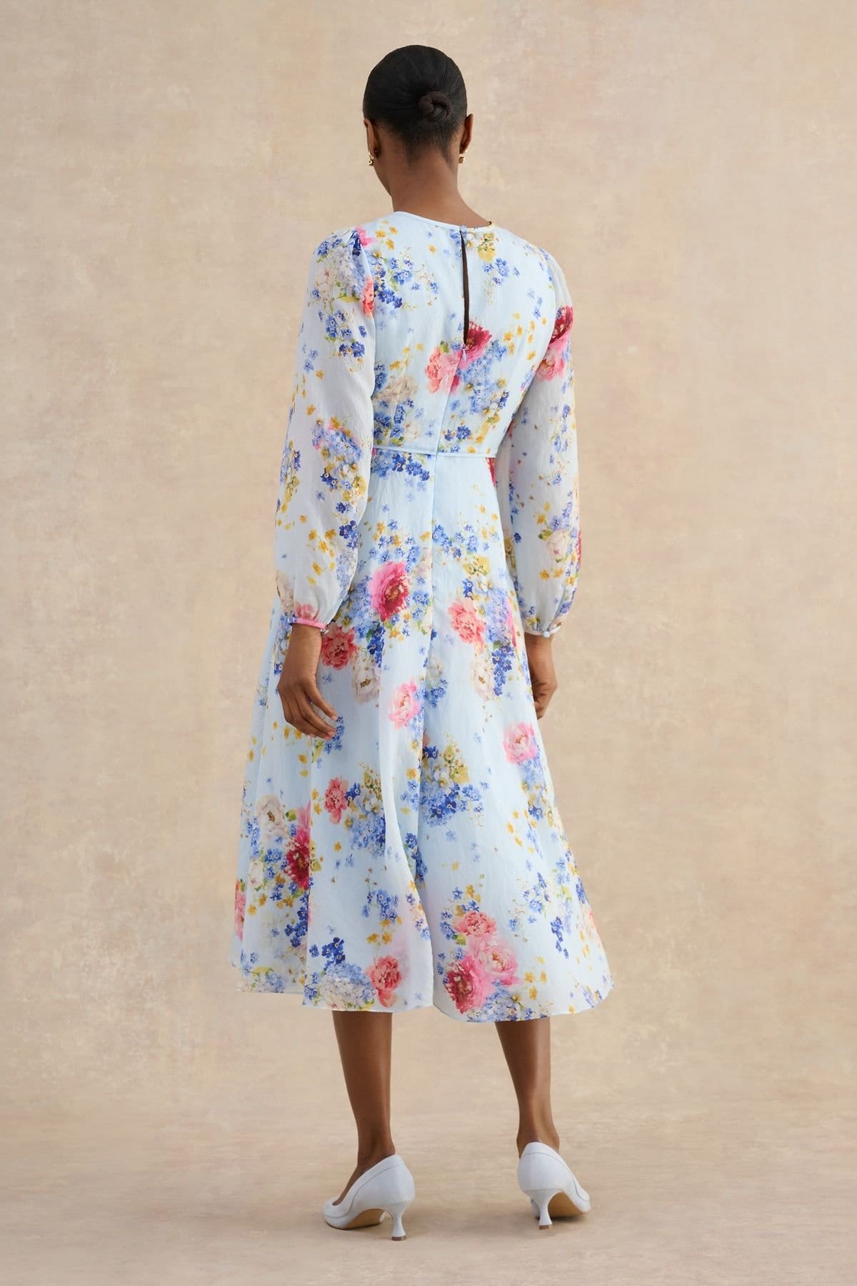 Hobbs London Hobbs London Women's Constance Floral Midi Dress in Pale Blue - 4