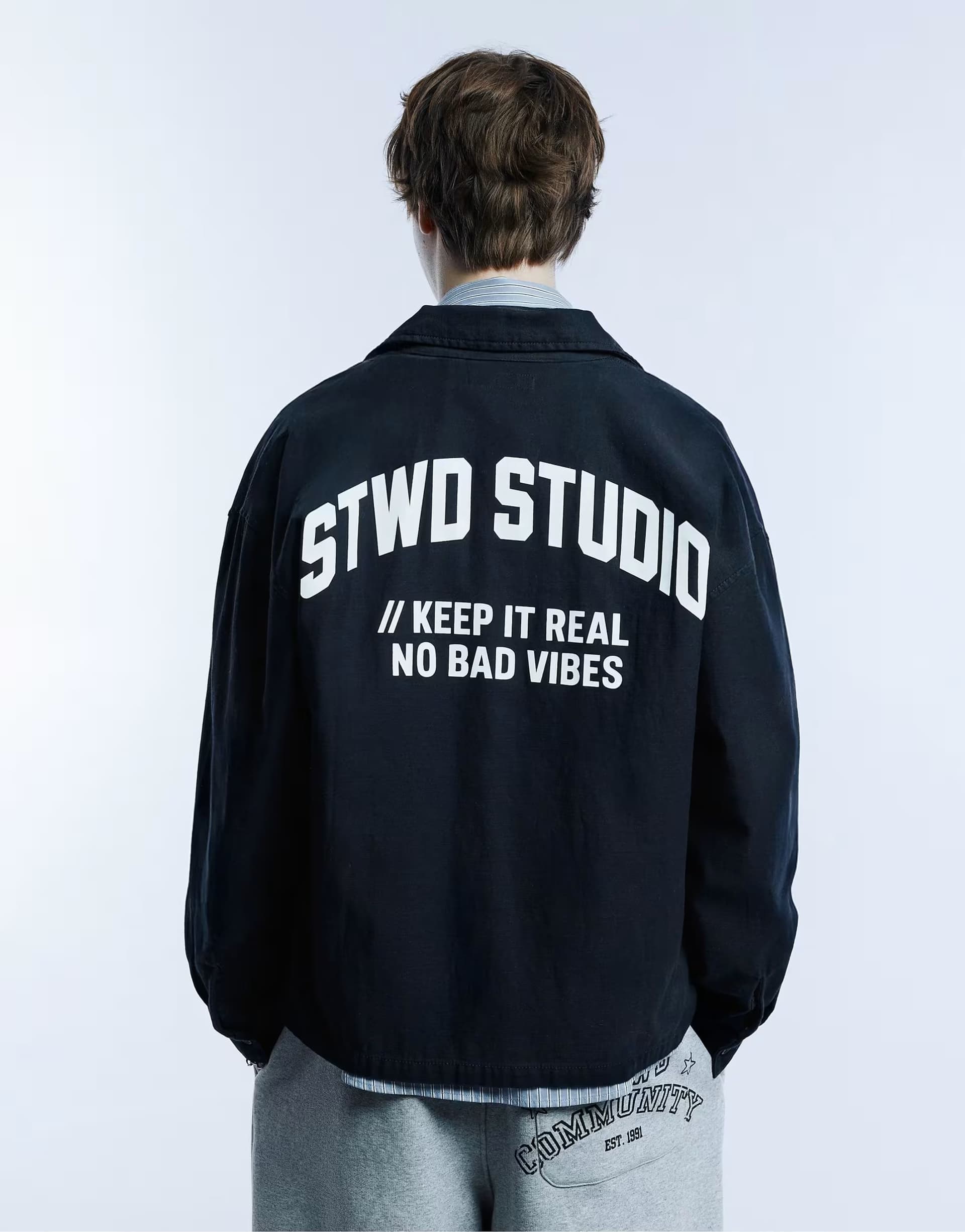 ASOS Pull&Bear Stwd overshirt in navy