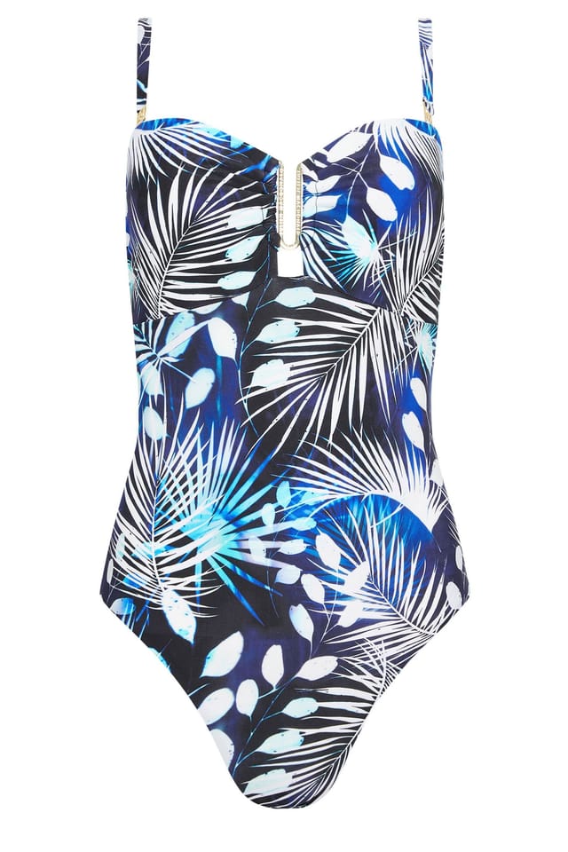 Star by Julien Macdonald Star by Julien Macdonald Women's Tropical Palm Tummy Control Swimsuit in Blue - 2