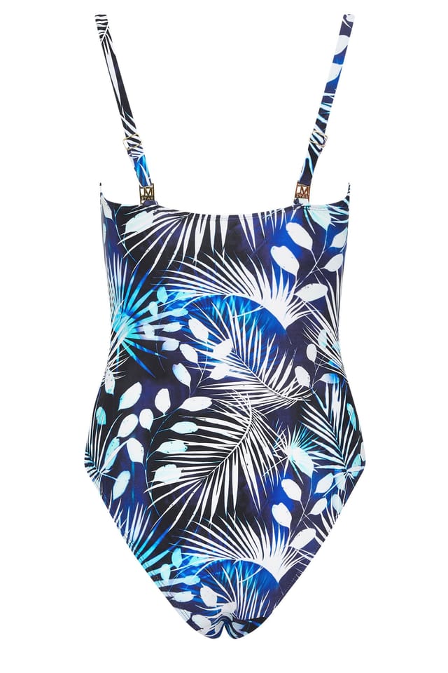 Star by Julien Macdonald Star by Julien Macdonald Women's Tropical Palm Tummy Control Swimsuit in Blue - 3