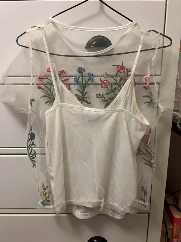 New Look Mesh top with embroidery and vest top - 1