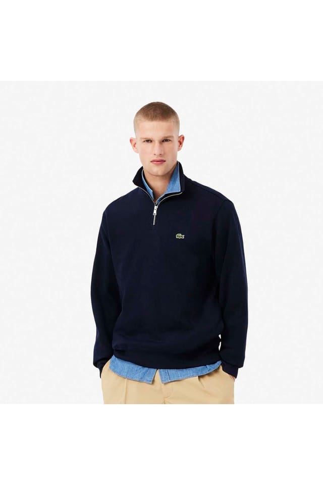 Lacoste Lacoste Men's 1/4 Zip Sweatshirt Navy Blue - 3