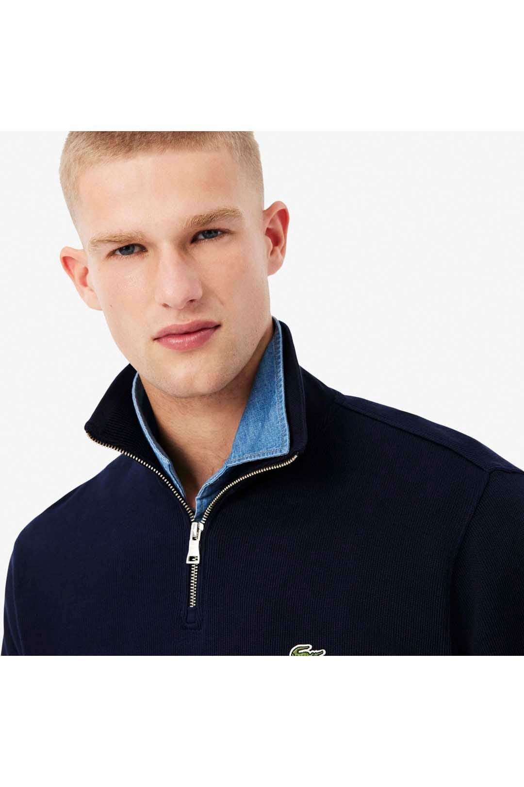 Lacoste Lacoste Men's 1/4 Zip Sweatshirt Navy Blue - 4