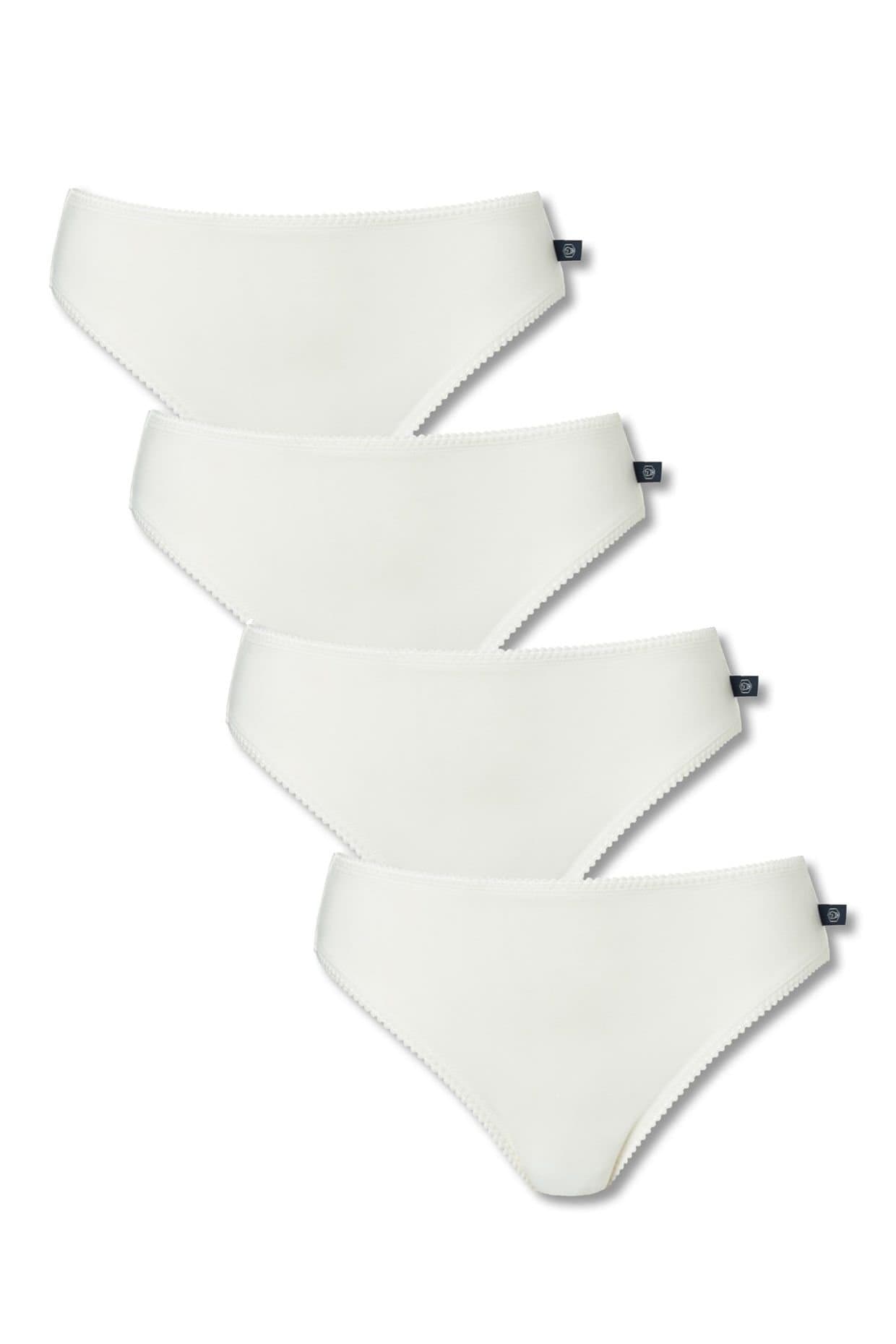 British Boxers British Boxers Women's Pack of Four "Ivory" Bamboo High Leg Knickers in Off-White