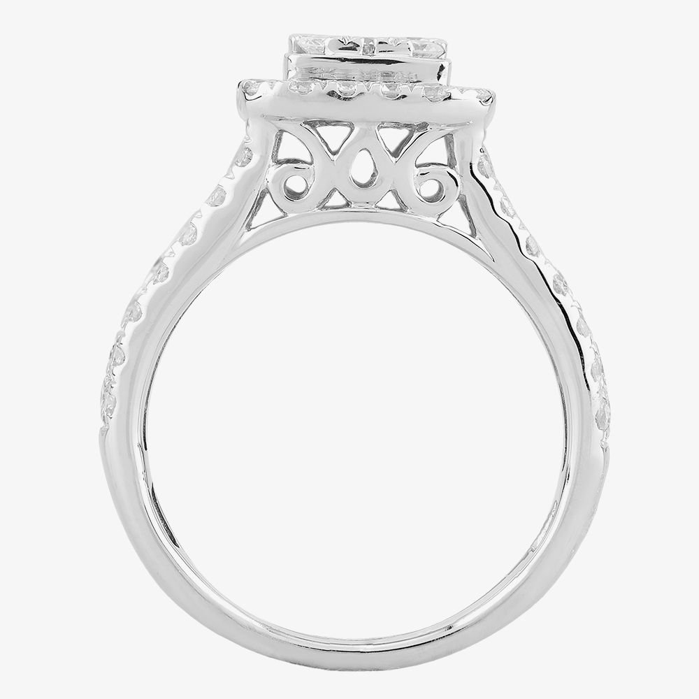 T.H.Baker T.H.Baker Women's 9ct White Gold 1.50ct Diamond Cluster 3 Shouldered Ring TH0125555 O in Silver - 2