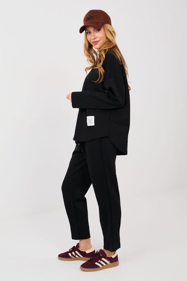 Love Lace Love Lace Women's Minimalist Hoodie & Tapered Jogger Set in Black - 2