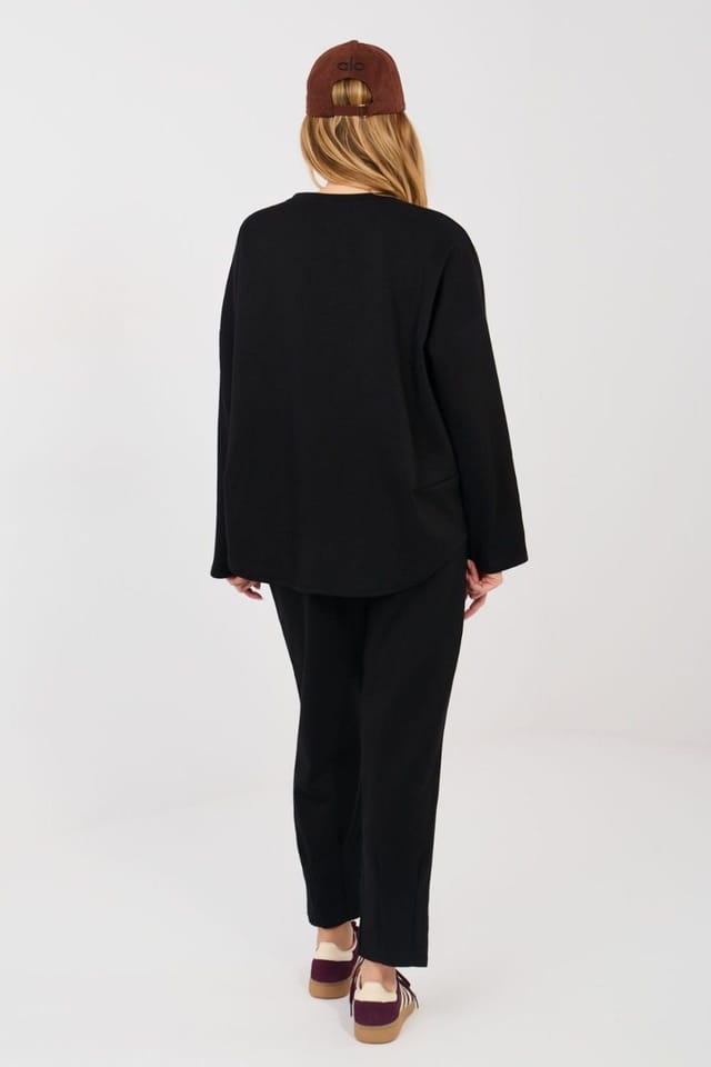 Love Lace Love Lace Women's Minimalist Hoodie & Tapered Jogger Set in Black - 3