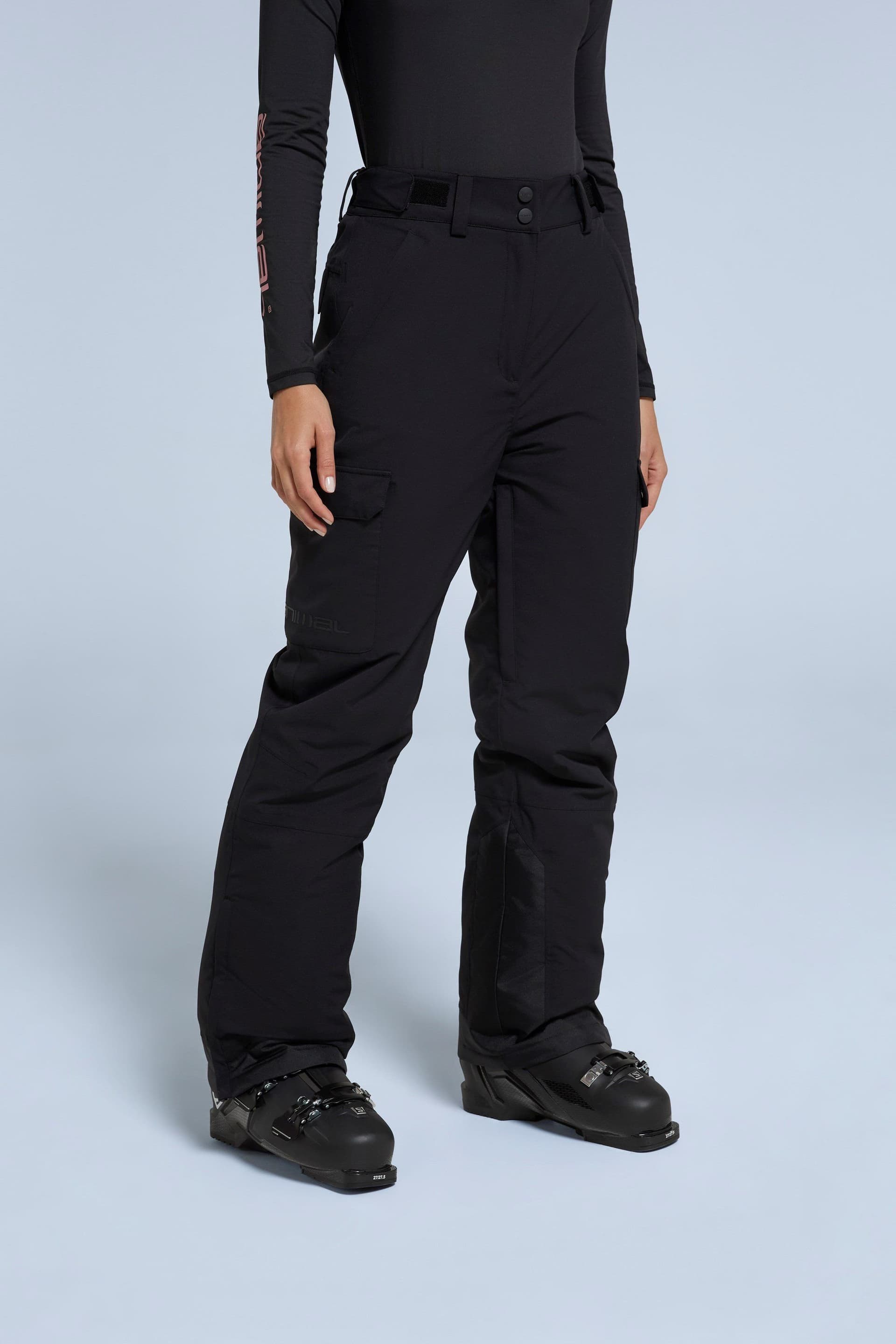Animal Animal Women's 'Glaze' Insulated Snow Pants Warm Adjustable Waist Warm Winter Trouser in Jet Black