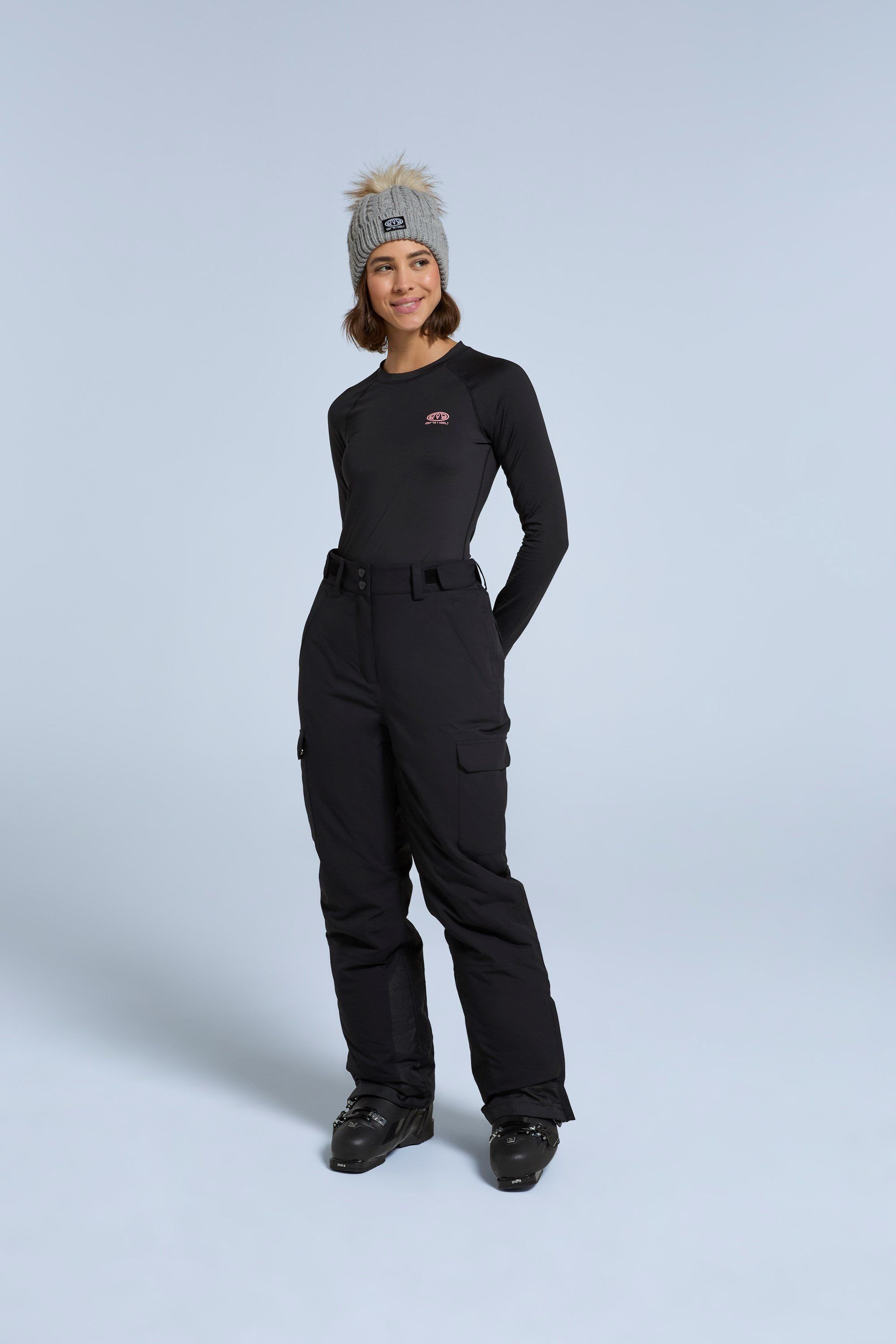 Animal Animal Women's 'Glaze' Insulated Snow Pants Warm Adjustable Waist Warm Winter Trouser in Jet Black - 2