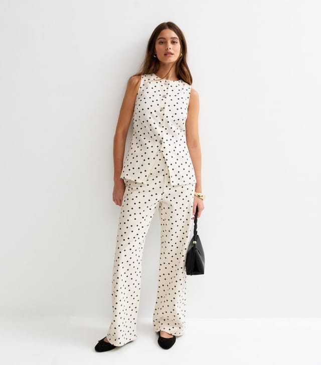 New Look Women's White Denim Polka Dot Wide Leg Jeans New Look - 2