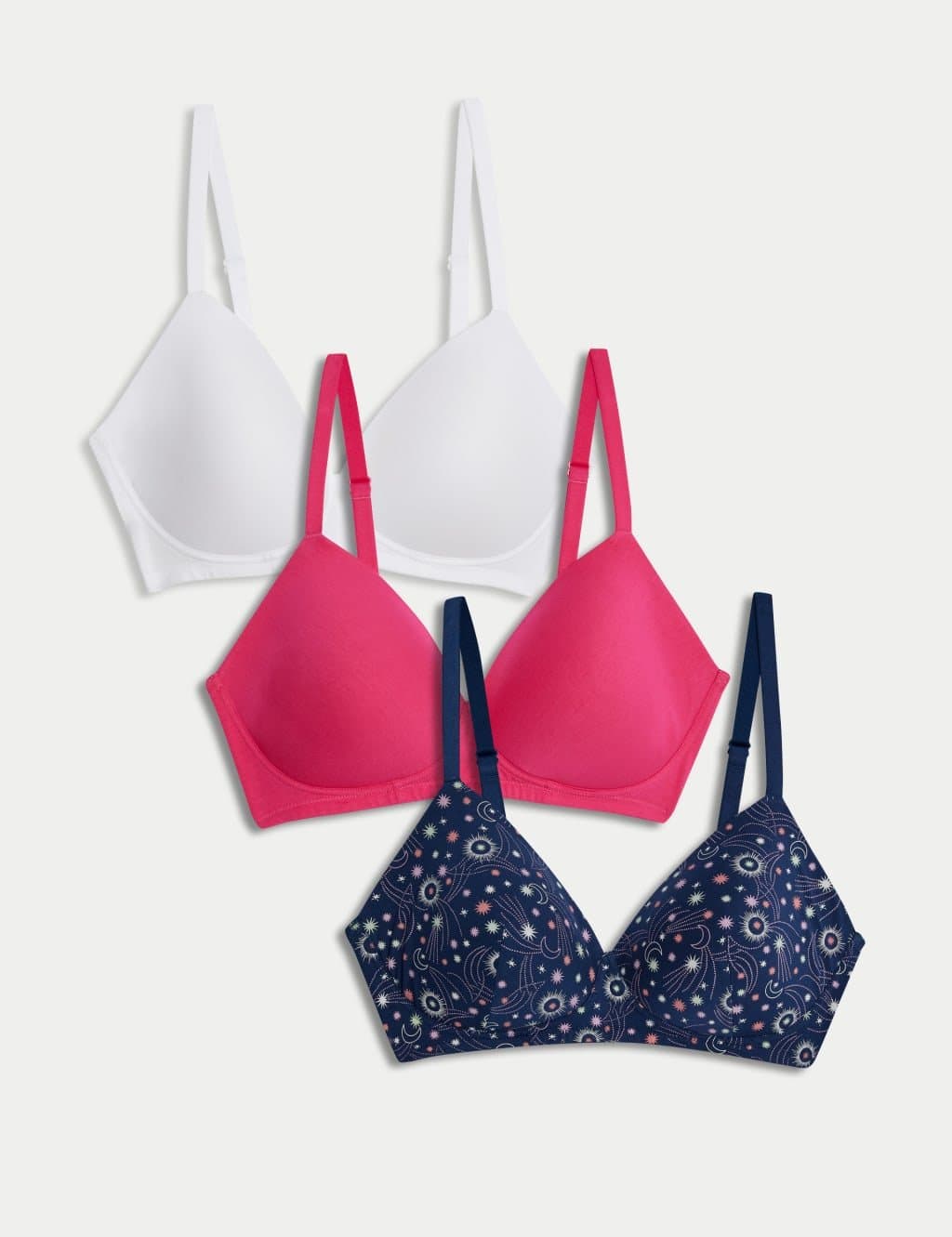 Marks & Spencer M&S 3pk Cotton Rich Non Wired T-Shirt Bras (A-E) Dark Teal