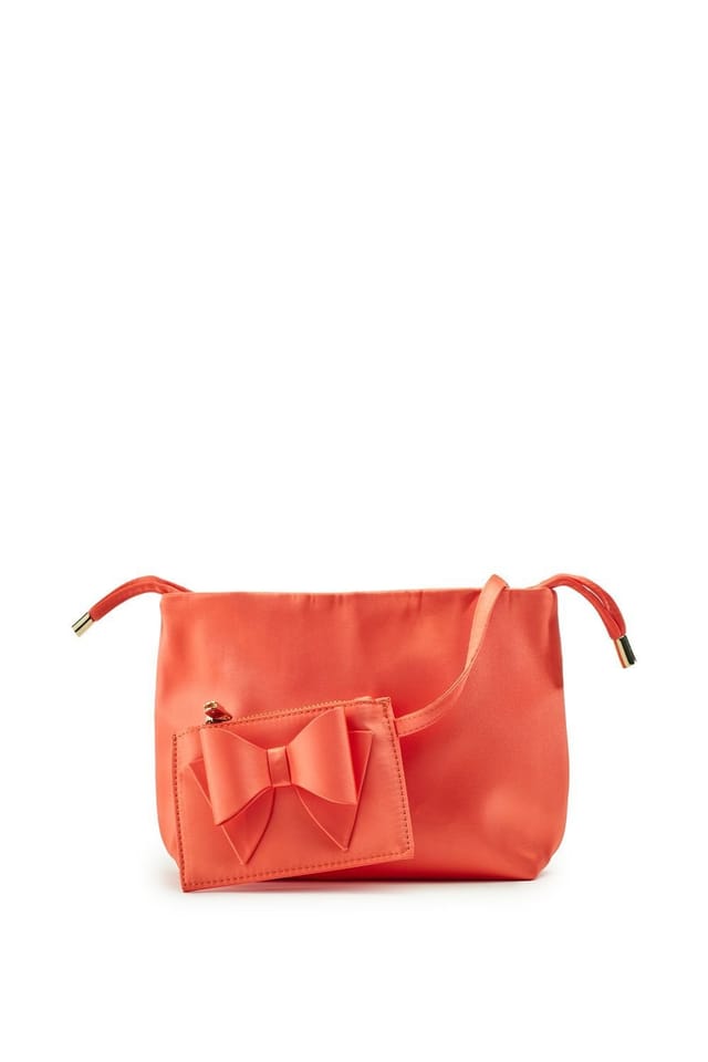 Moda In Pelle Moda In Pelle Women's 'Lotty Bag' Satin Shoulder Bag in Orange - 2