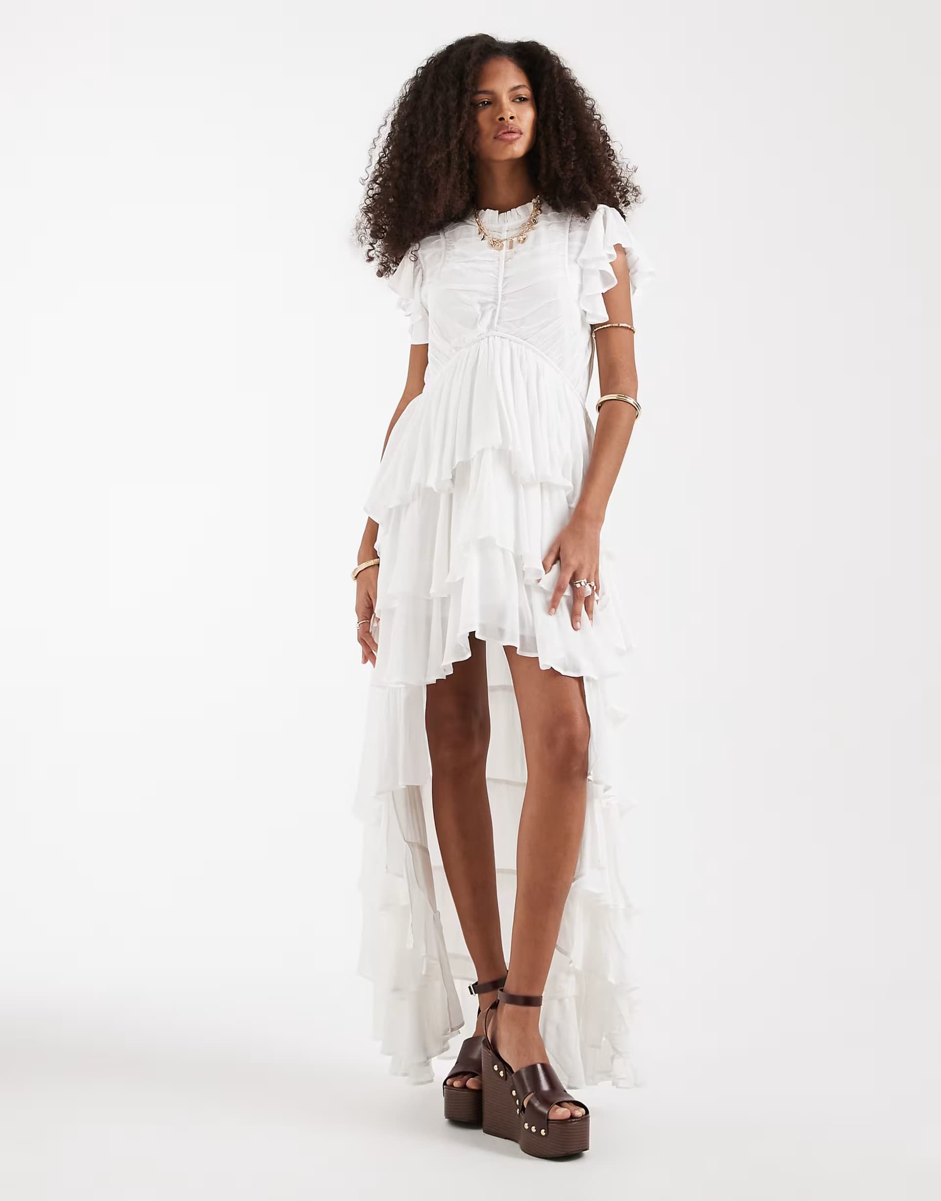 ASOS ASOS AllSaints Shaela Ruffle Maxi Dress in White