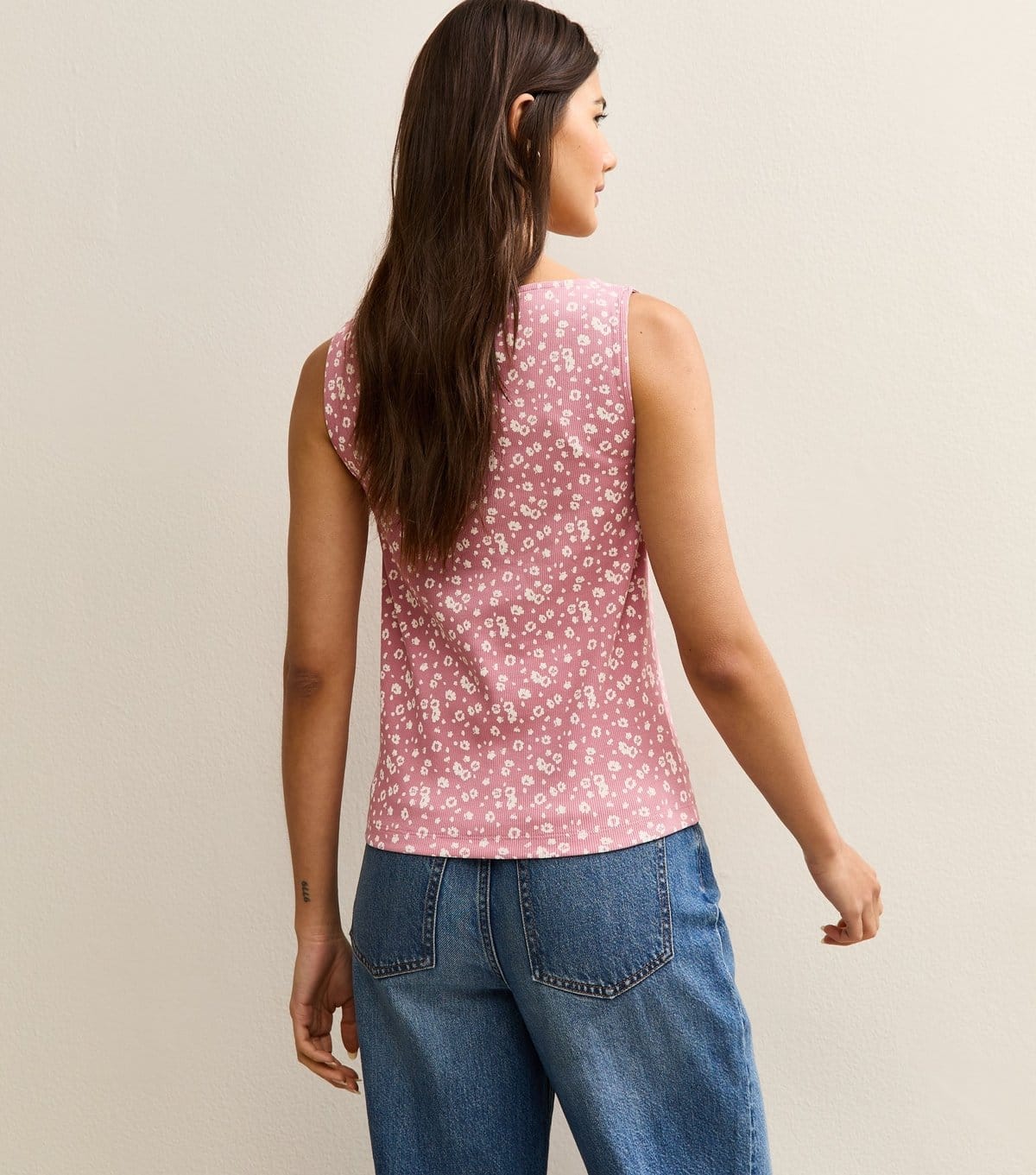 New Look Women's Pink Floral Print Button Through Tank Top New Look - 4