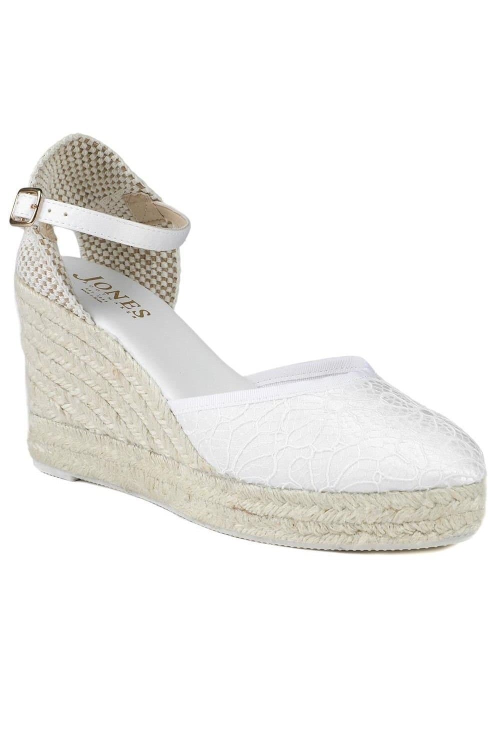 Jones Bootmaker Jones Bootmaker White Leather Wedge Espadrilles