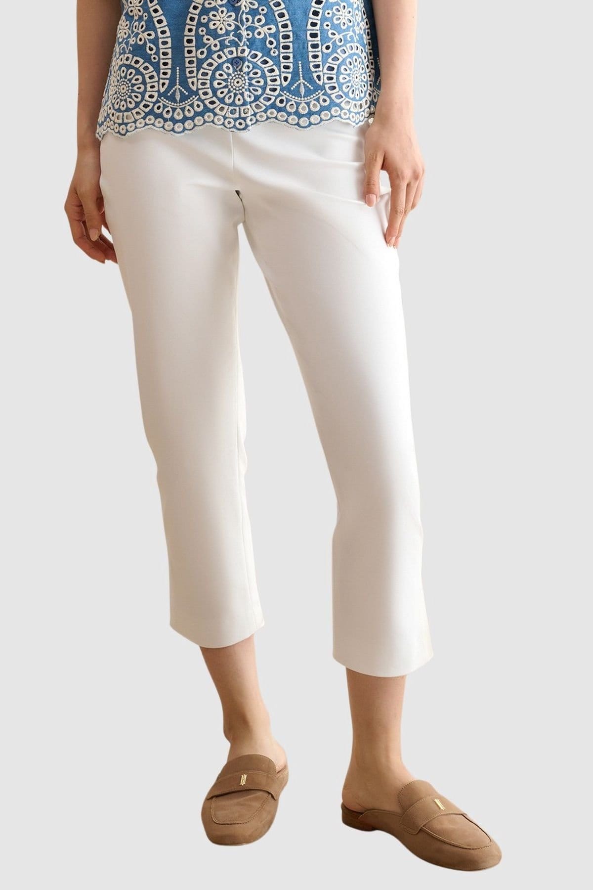 Hobbs London White Stretch Capri Pants