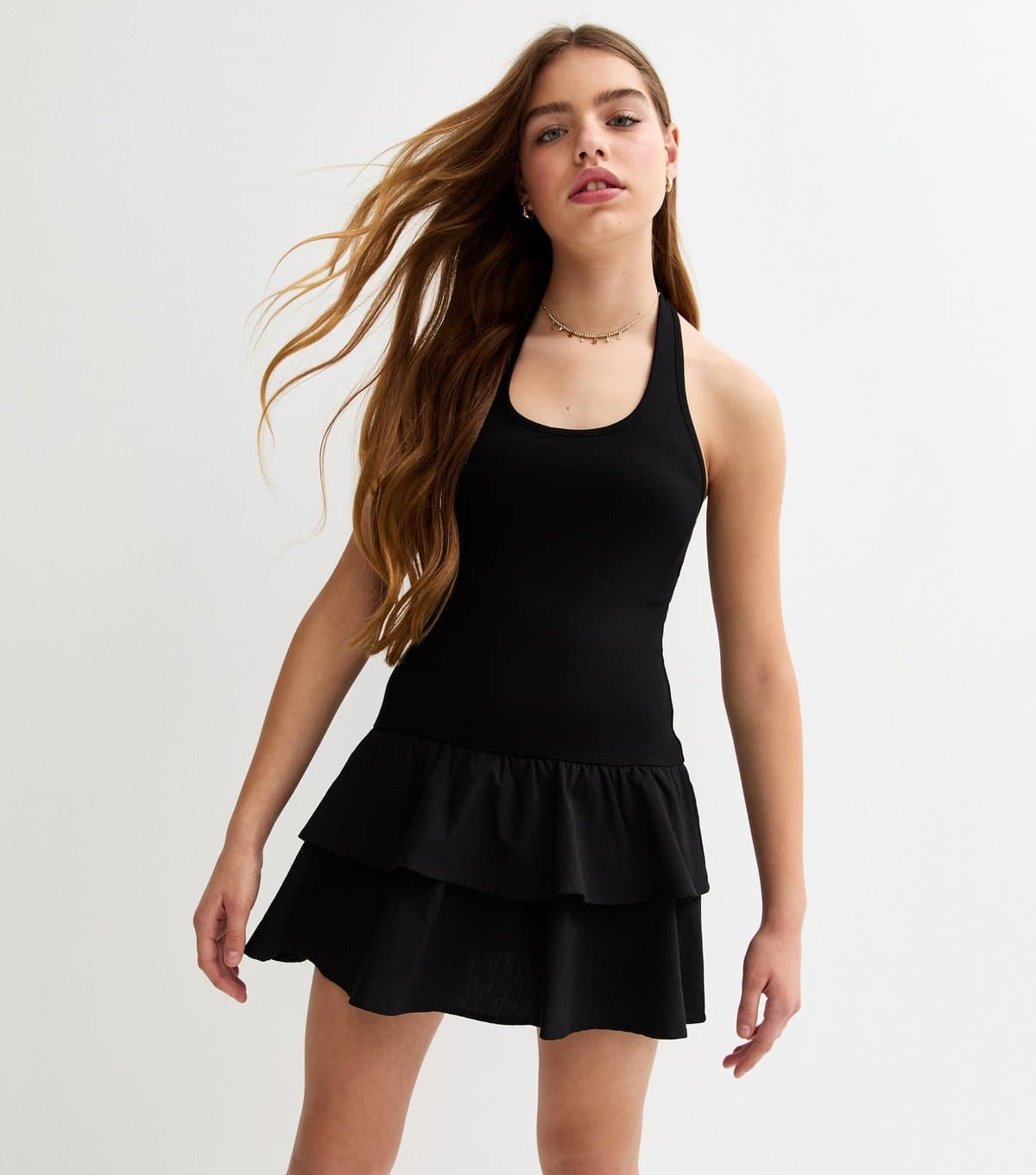 New Look Girls' Black Halter Neck Rara Dress New Look
