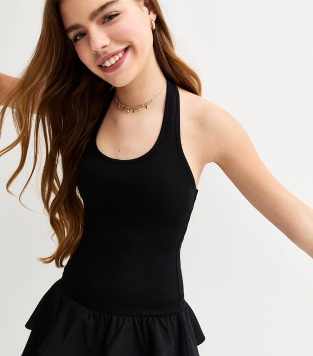 New Look Girls' Black Halter Neck Rara Dress New Look - 2
