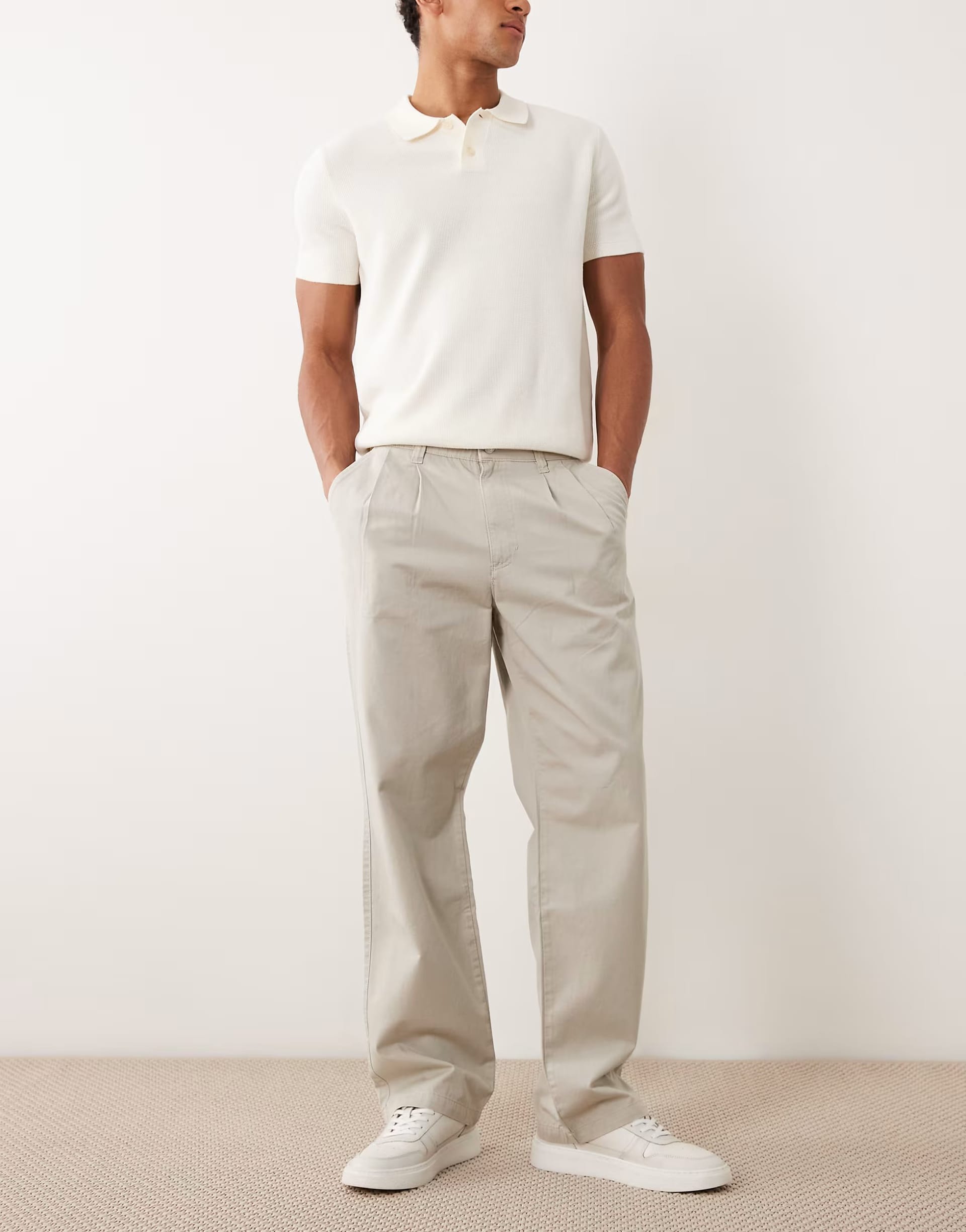 ASOS Stone Baggy Pleated Trouser