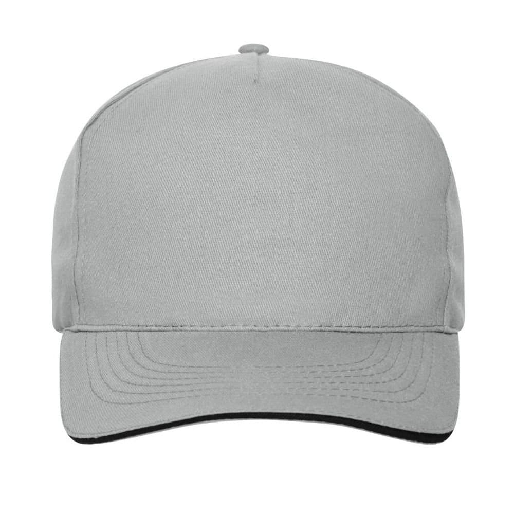 Myrtle Beach Myrtle Beach Men's 5 Panel Cotton Sandwich Peak Cap in Mid Grey