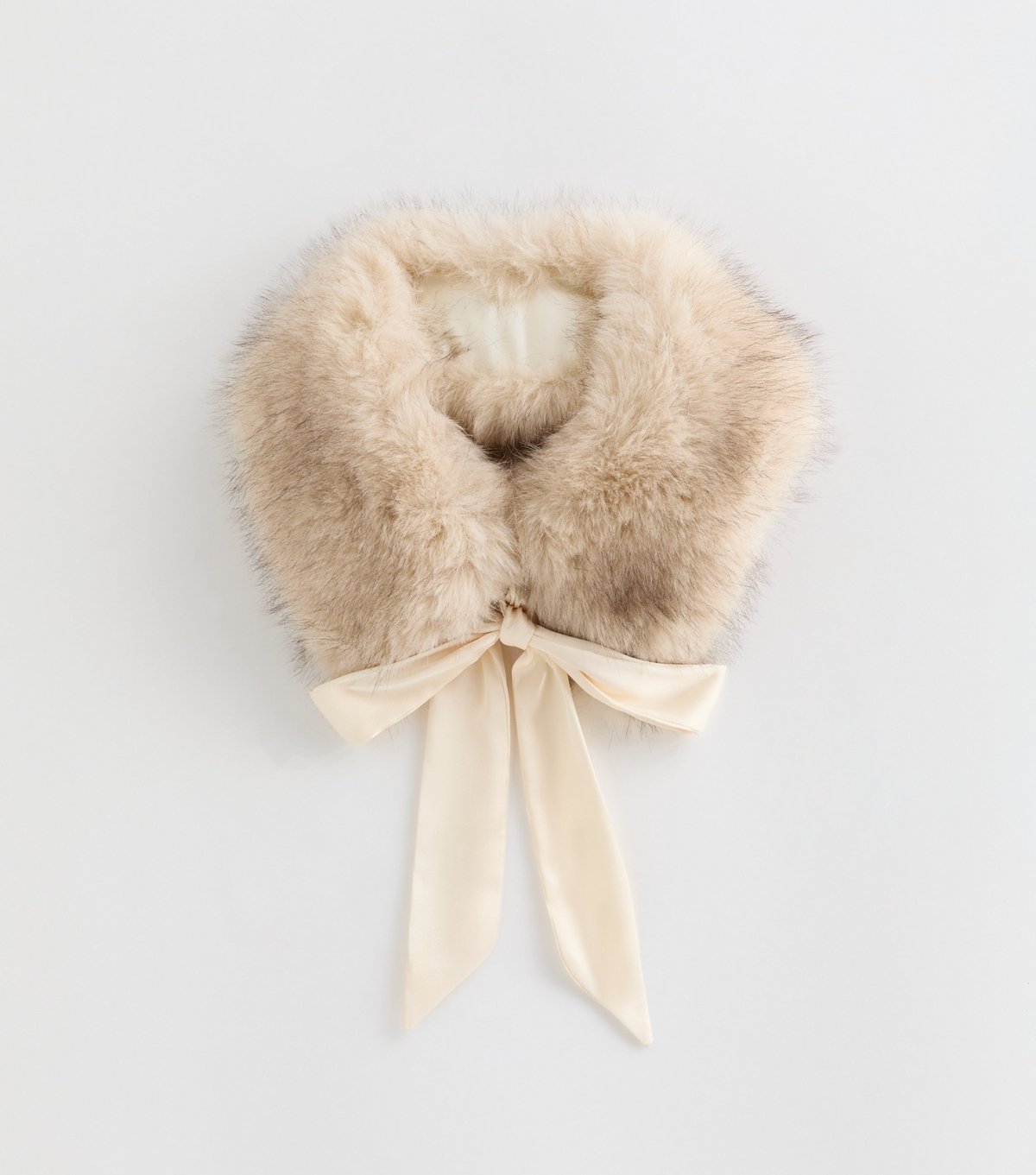 New Look Cream Tie Up Faux Fur Collar New Look - 2