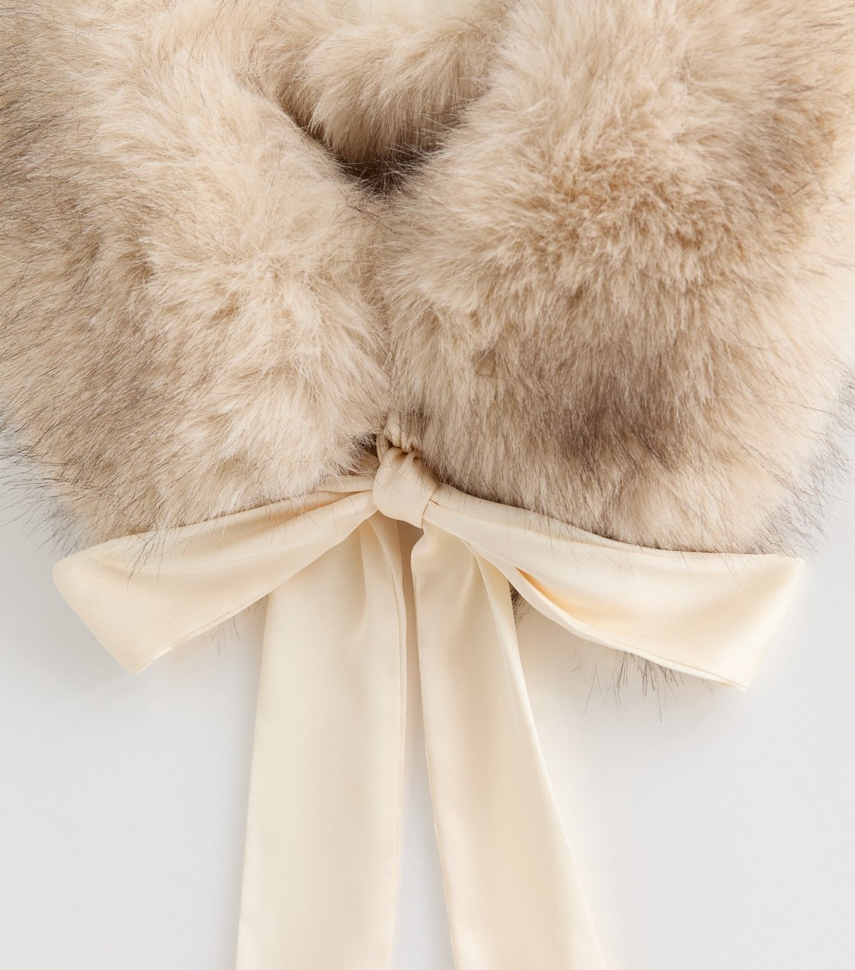 New Look Cream Tie Up Faux Fur Collar New Look - 3