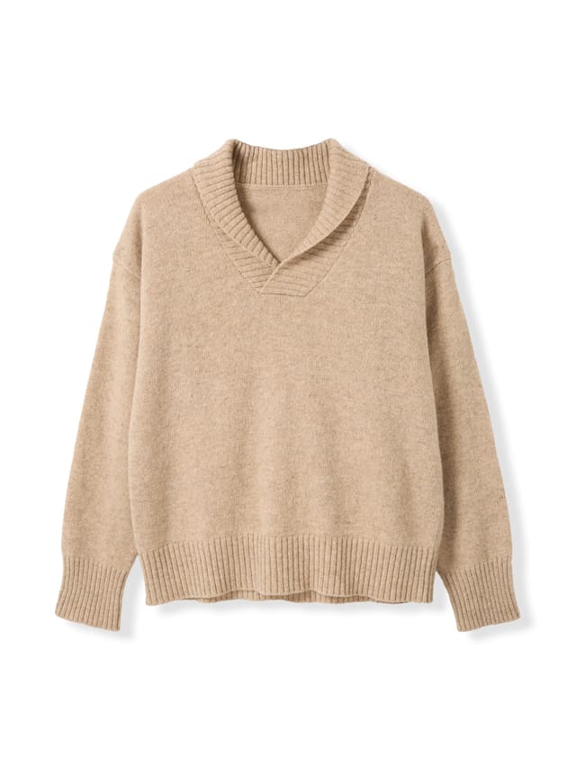 Celtic & Co Celtic & Co Women's Shawl Collar Slouch Sweater in Light Beige - 2
