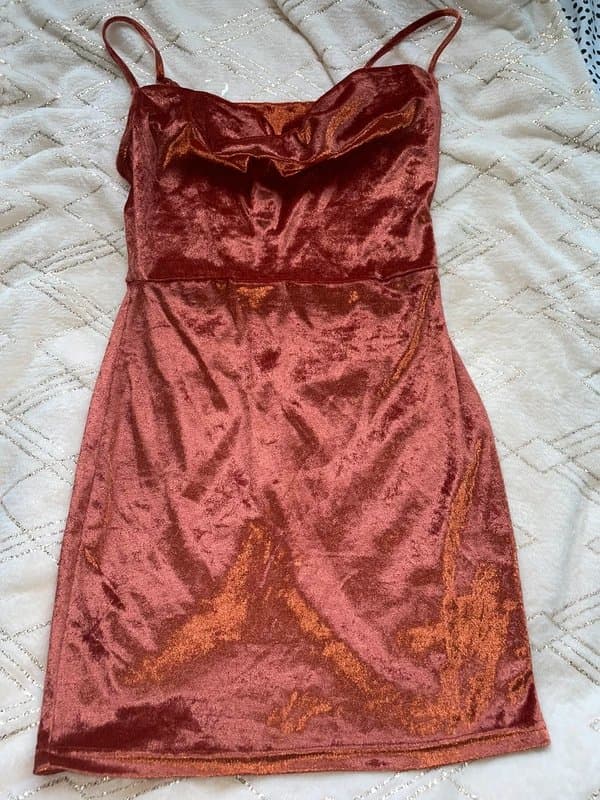 ASOS ASOS Parisian burnt orange velvet slip dress