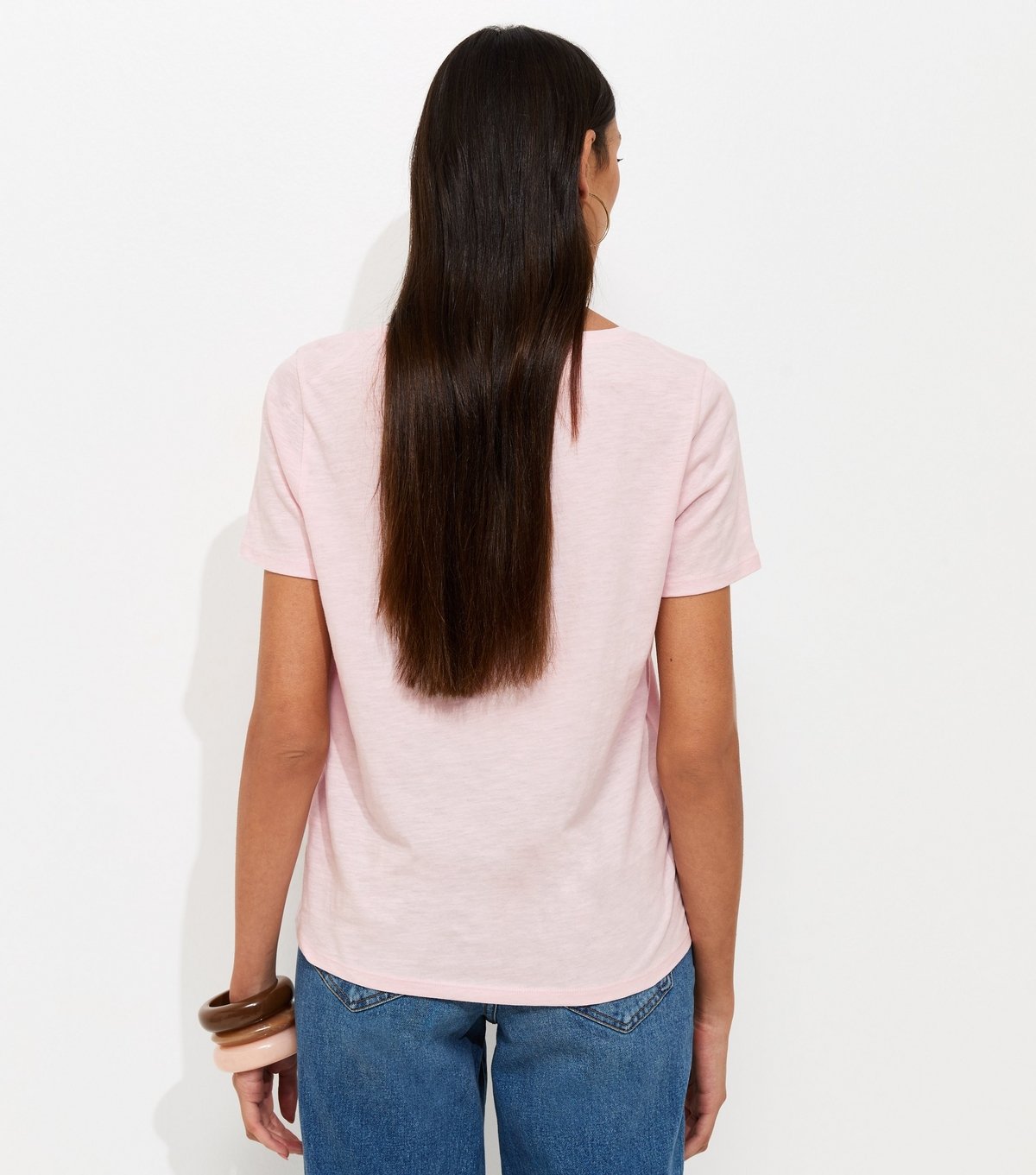 New Look Women's Light Pink Cotton V-Neck T-Shirt New Look - 4