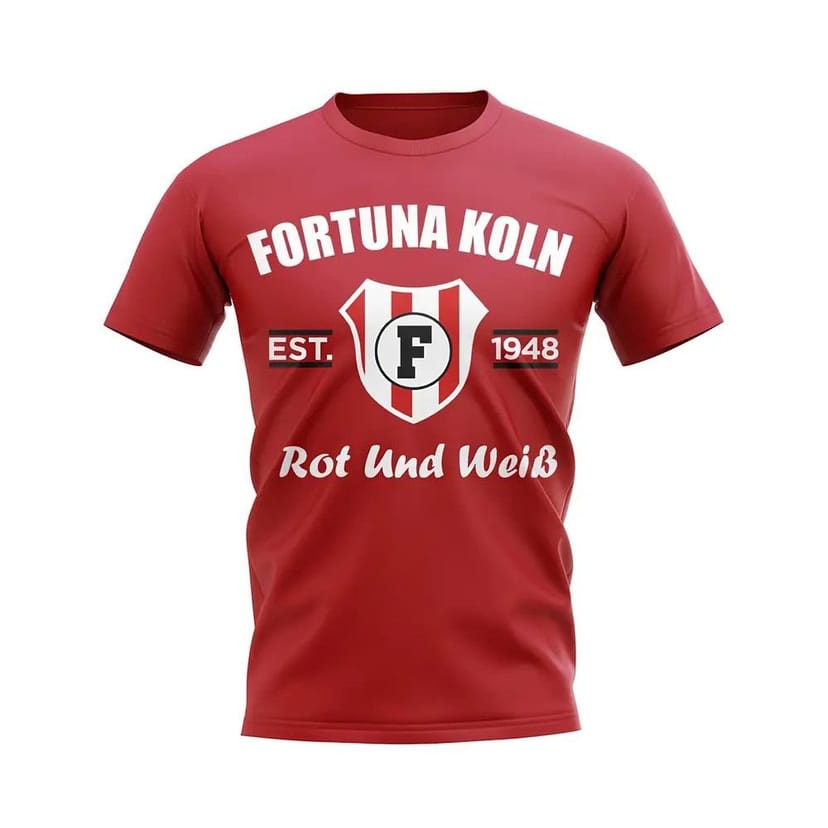 FC Koln FC Koln Men's Mens Fortuna Koln Established Football T-Shirt in Red - 1