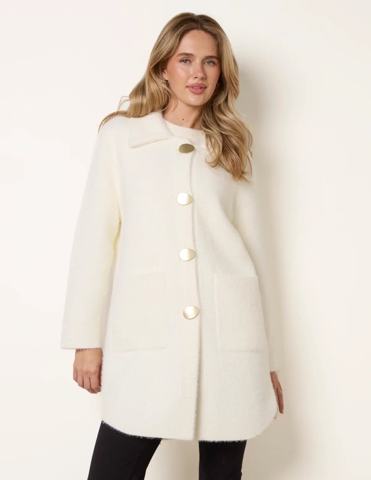 Blue Vanilla Overcoat With Classic Collar