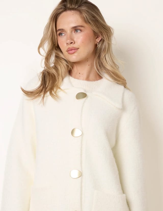 Blue Vanilla Overcoat With Classic Collar - 3