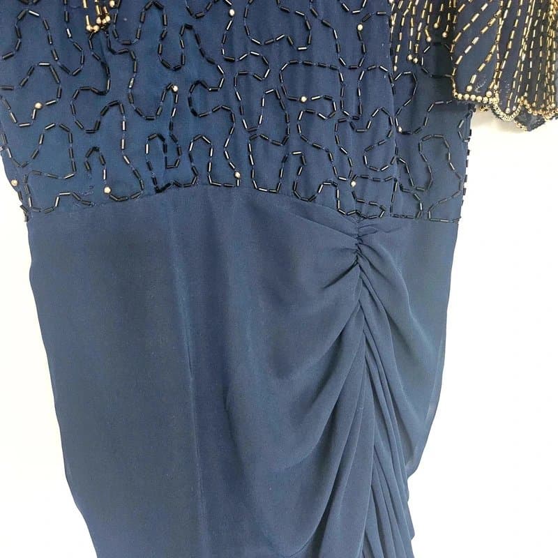 Virgos lounge Virgo’s lounge 8 prom dress special occasion cocktail navy blue gold beaded art deco