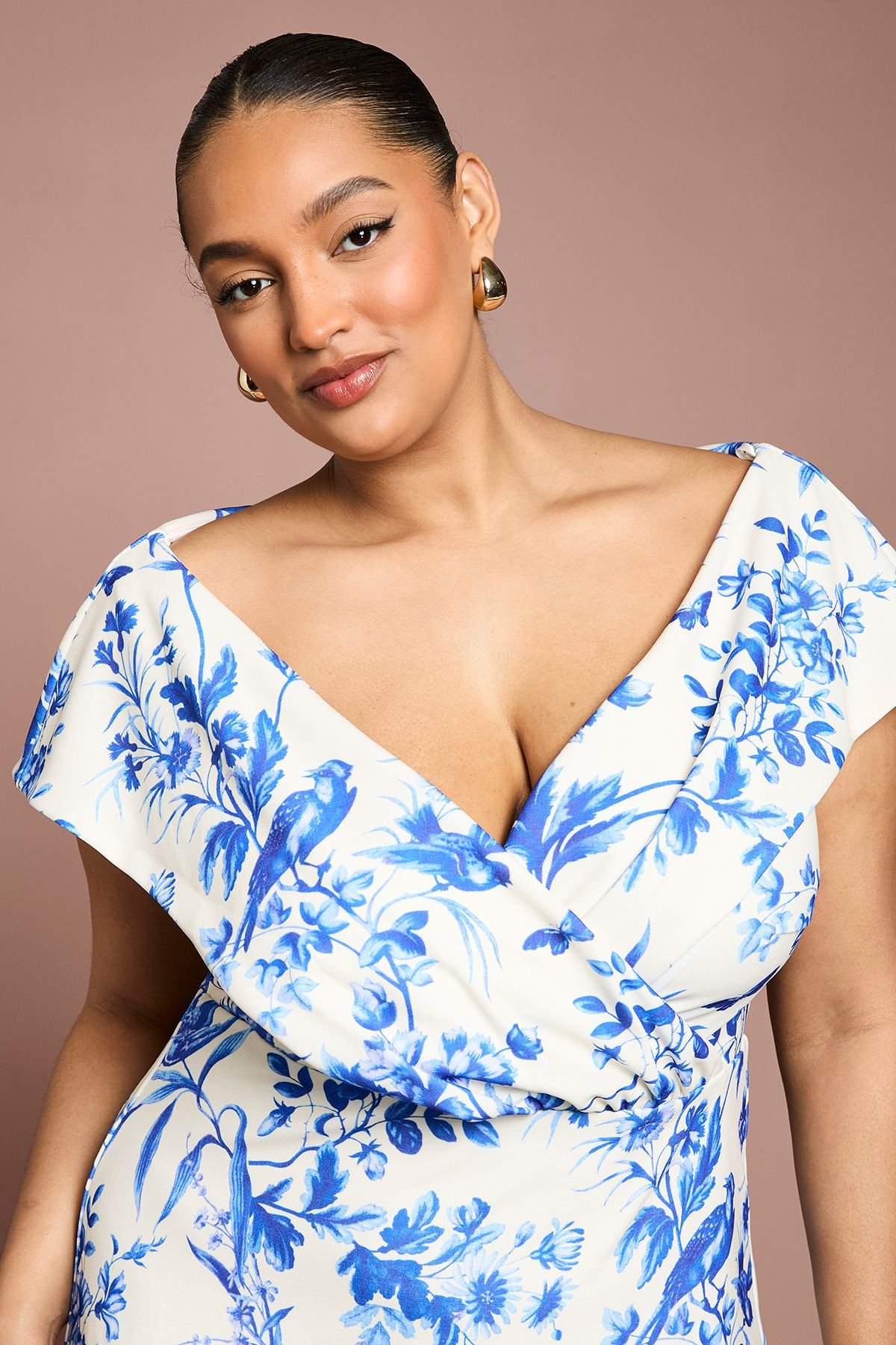 Coast Coast Women's Plus Printed Bardot Midi Dress In Floral Print in Ivory - 4