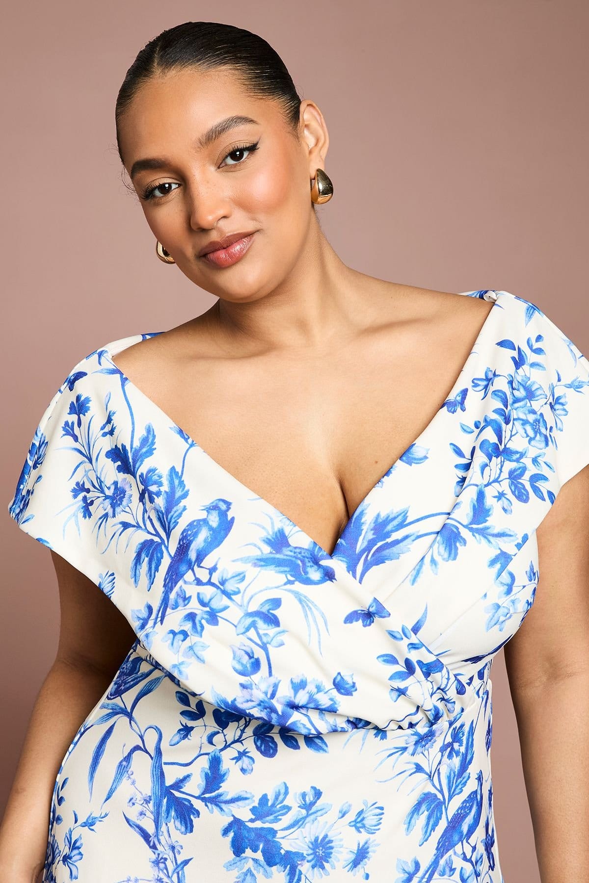 Coast Coast Women's Plus Printed Bardot Midi Dress In Floral Print in Ivory - 4