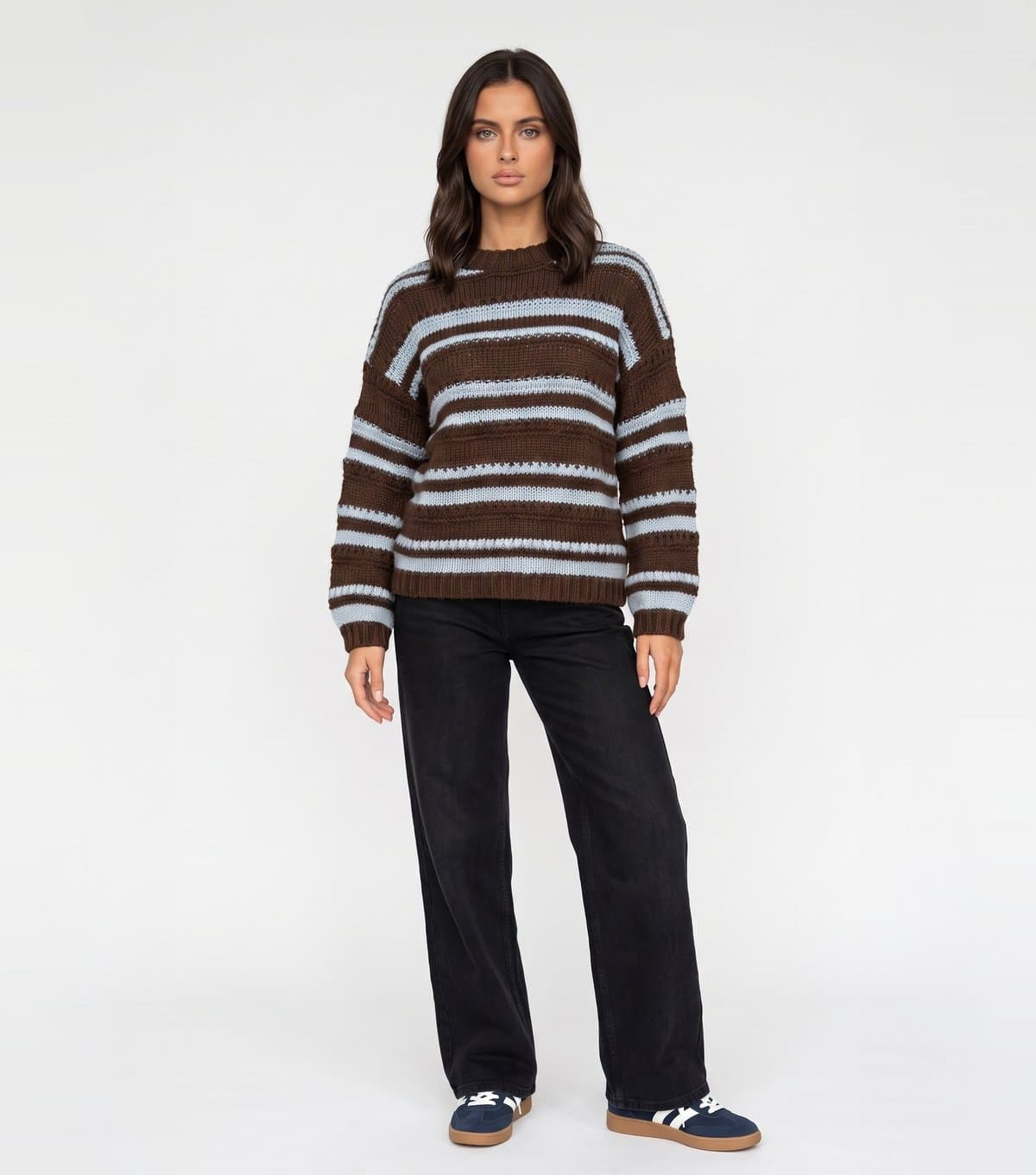Urban Bliss Women's Brown Textured Stripe Crew Neck Jumper Urban Bliss New Look