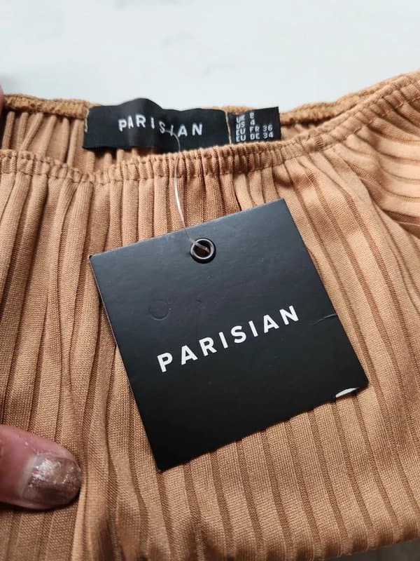 Parisian Nude/gold off-the-shoulder jumpsuit