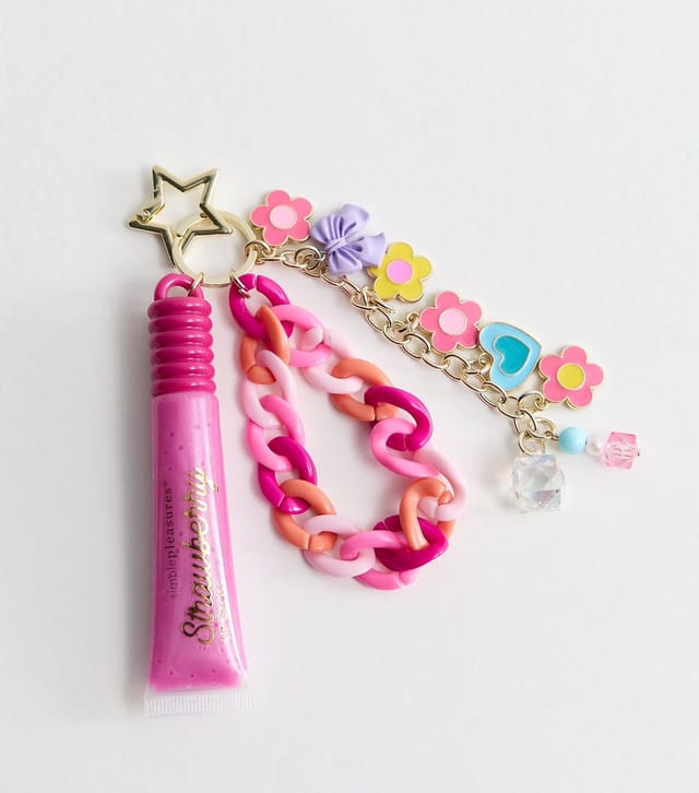 New Look Pink Chain And Lip Gloss Key Chain New Look - 3