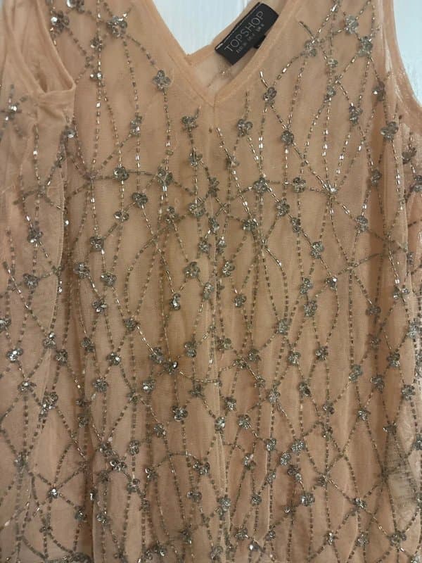 Topshop Topshop pink mesh embellished top size 8