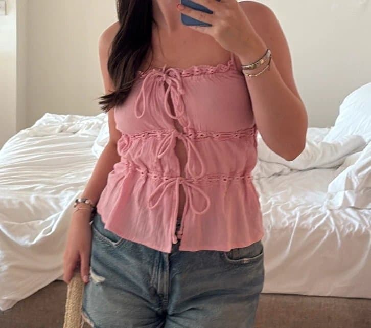 ASOS ASOS pink tie front top