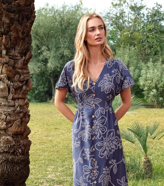 Blue Vanilla Women's Blue Floral Button Front Midi Dress Blue Vanilla New Look - 2