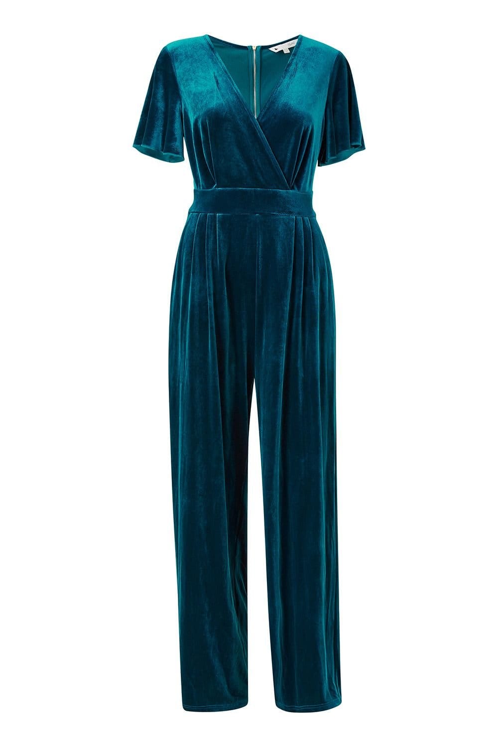 Yumi Yumi Women's Teal Velvet Jumpsuit - 4