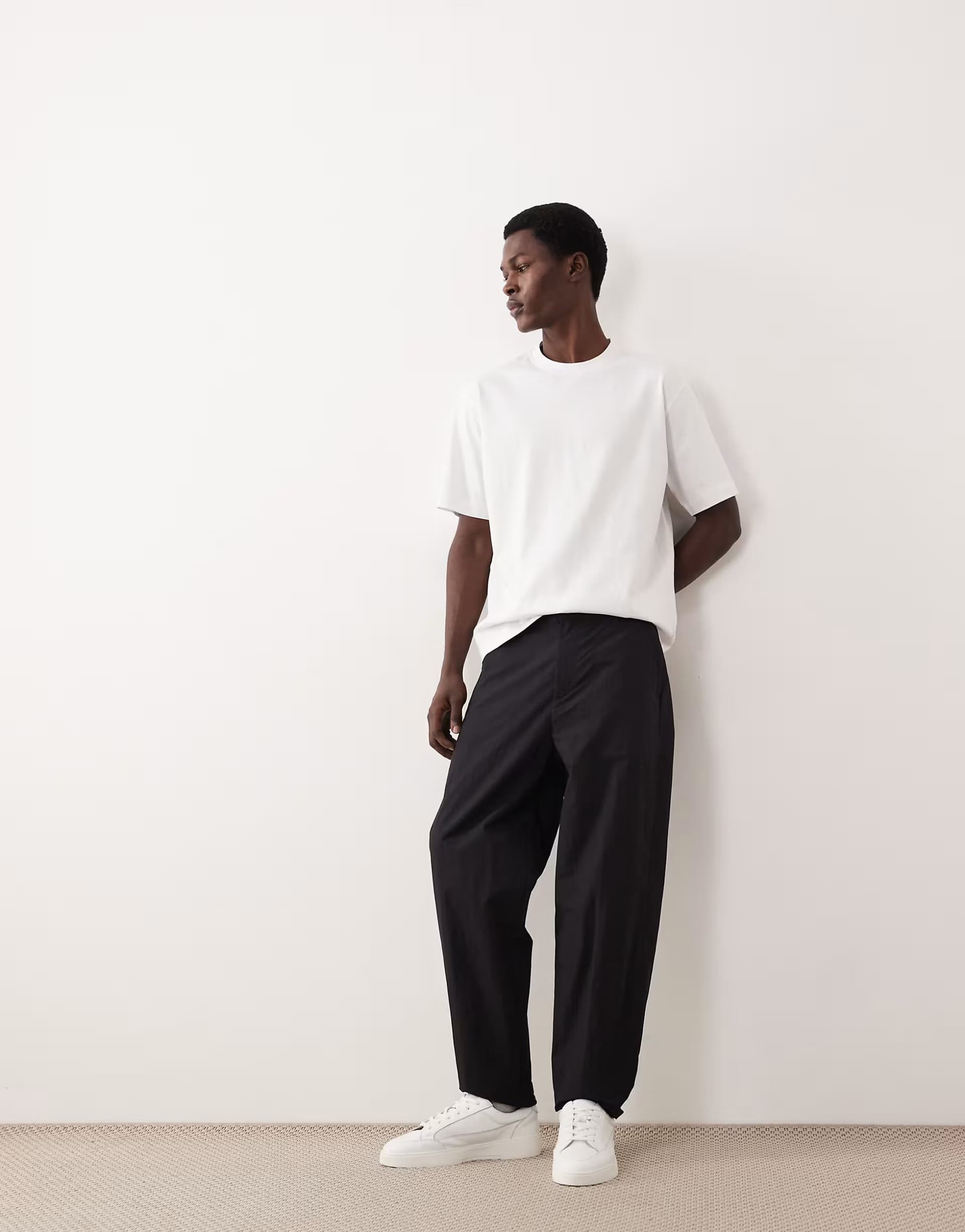 ASOS ASOS COLLECTIVE AC-B-252 carrot fit cotton nylon blend chinos in black