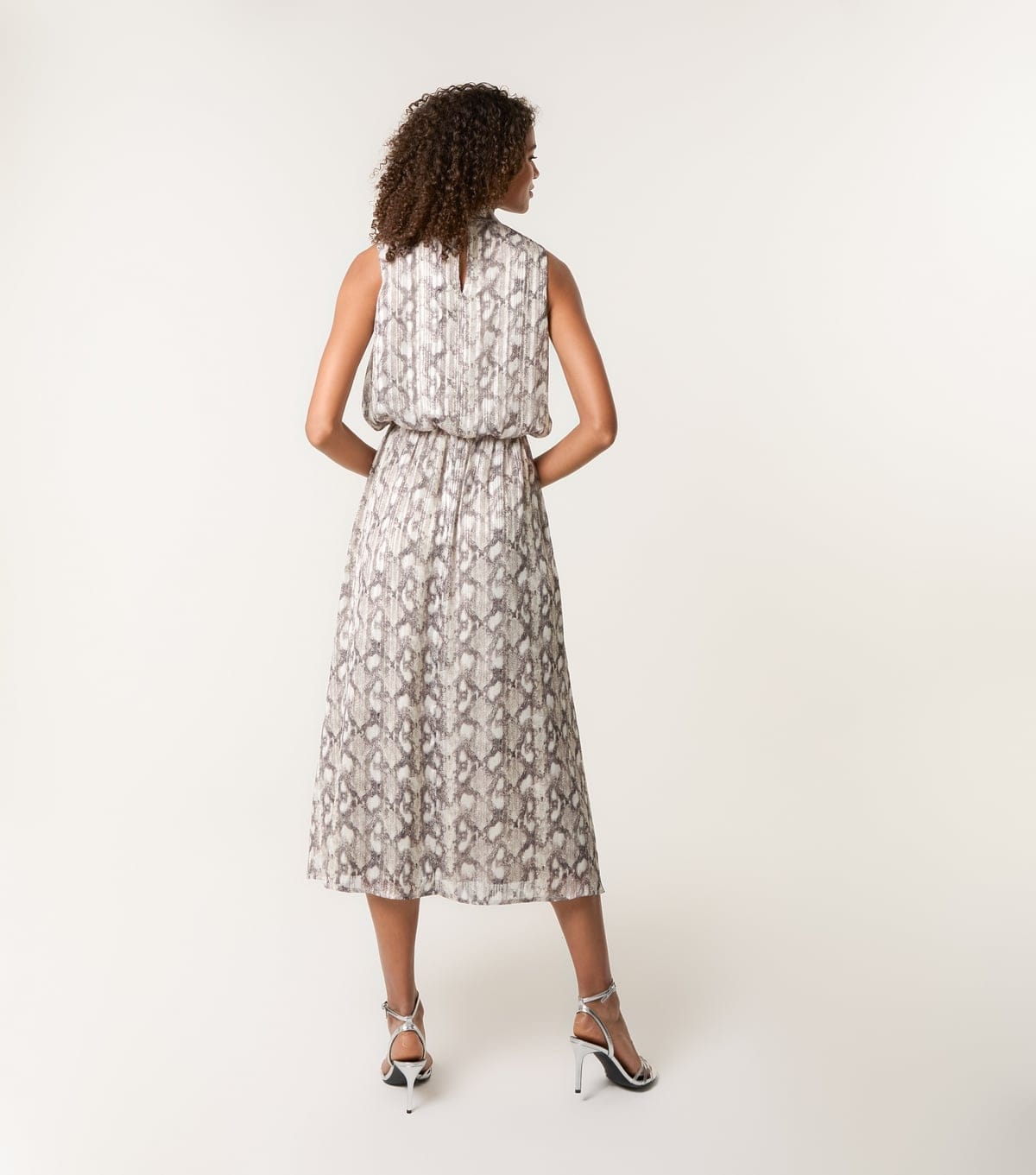 Blue Vanilla Women's Grey Snakeskin Print Diamante Stud Midi Dress Blue Vanilla New Look - 4