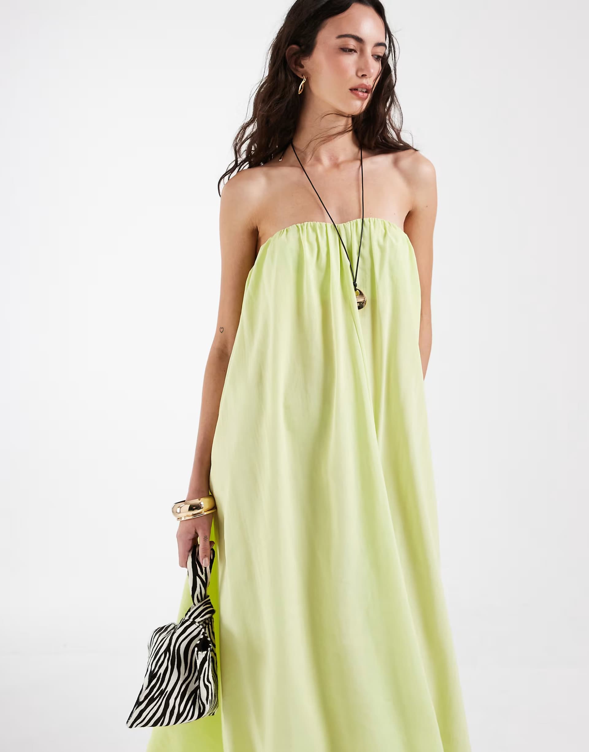 ASOS ASOS DESIGN bandeau ruched maxi dress in bright green