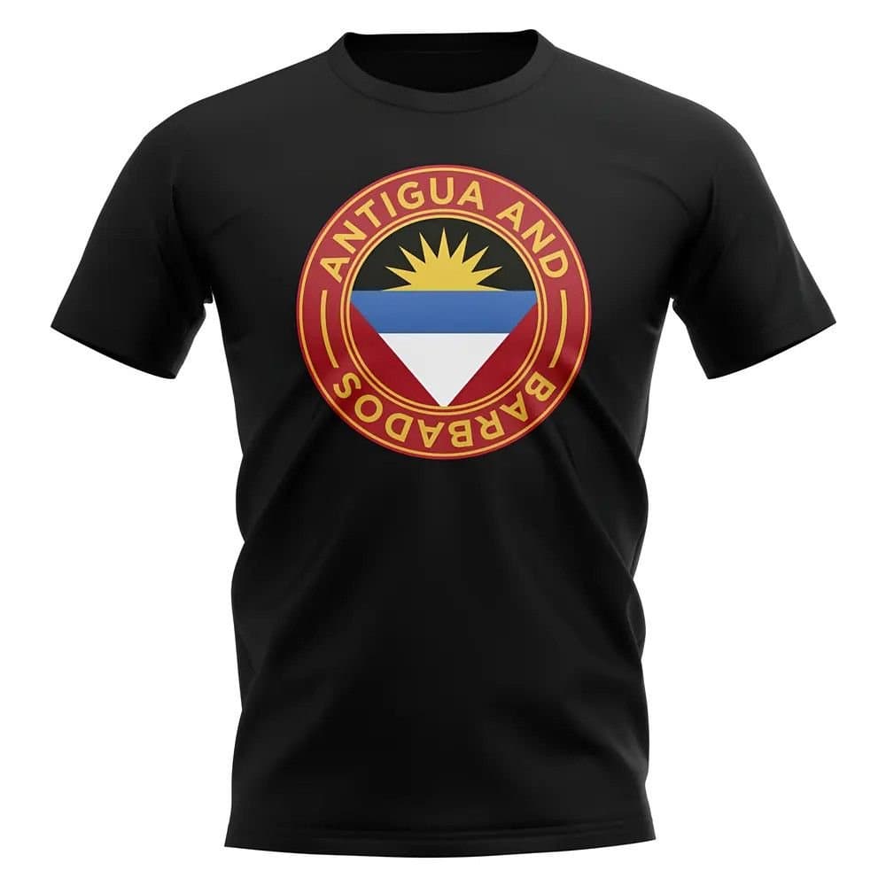 Antigua Antigua Men's Personalised & Barbados Football Badge T-Shirt in Black