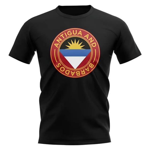 Antigua Antigua Men's Personalised & Barbados Football Badge T-Shirt in Black - 2