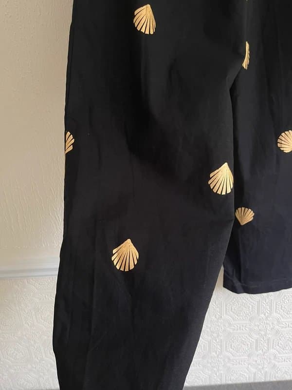 Never Fully Dressed Never fully dressed Black shell Demi trousers with gold foil size UK 8