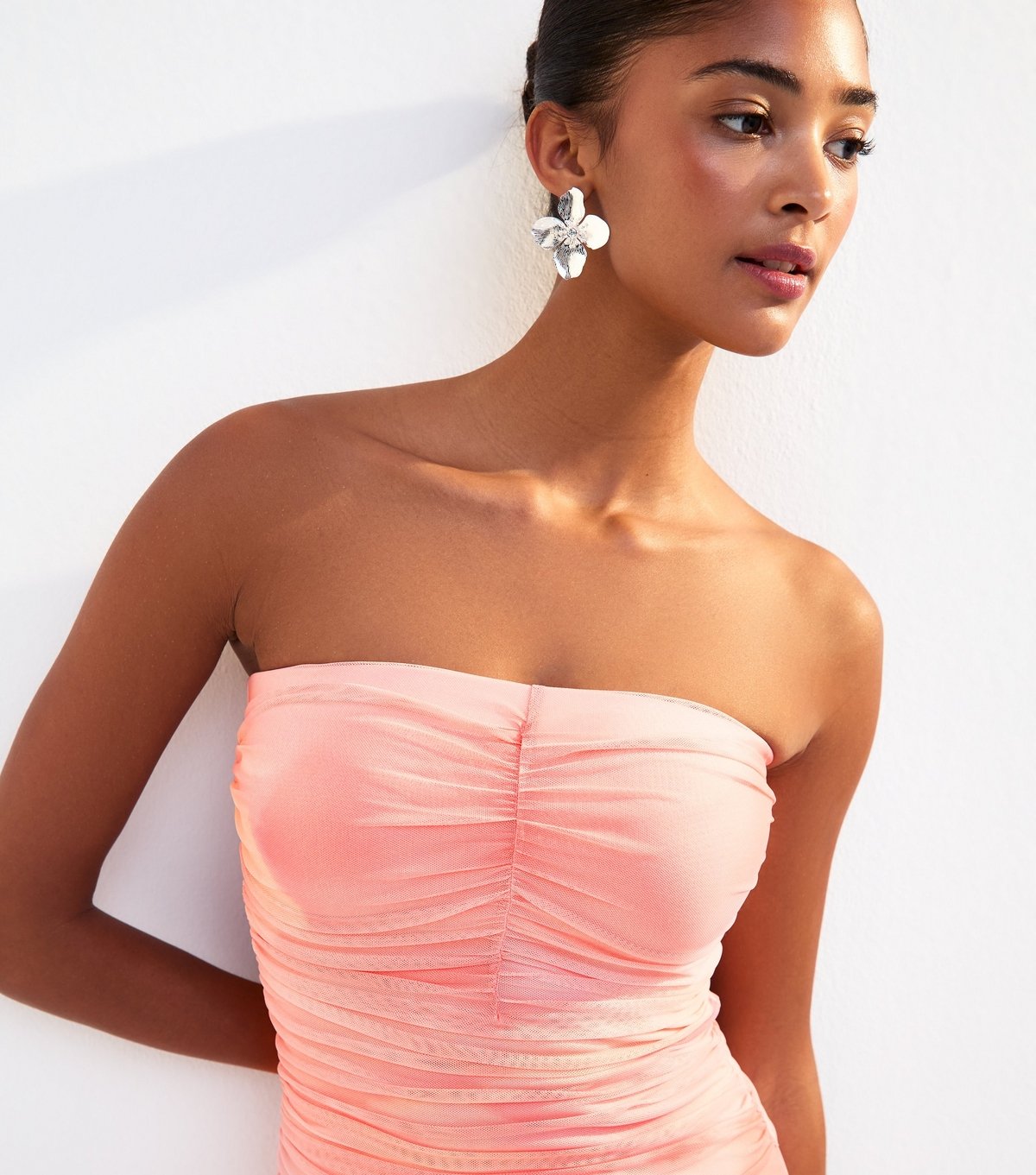 New Look Women's Pink Mesh Printed Side Slit Midi Dress New Look - 2